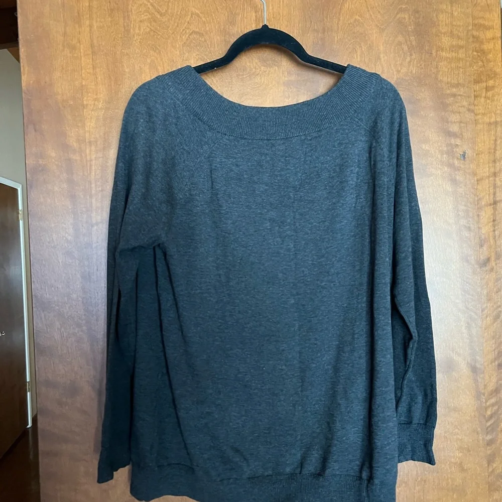 Ralph Lauren Charcoal Gray Scoop Neck Sweater with Buckle Accent - Picture 4 of 4